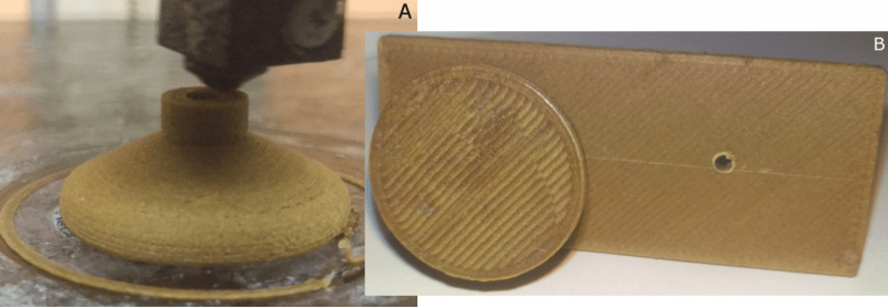 Un pomo de la impresa en 3D con el filamento de madera. Un pomo de la impresa en 3D con el filamento de madera.